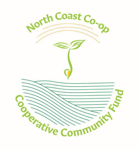 North Coast Co-op Cooperative Community Fund logo, featuring a green seedling growing from green lines.